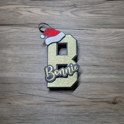 3D Letter Ornament - Black with Solid Gold