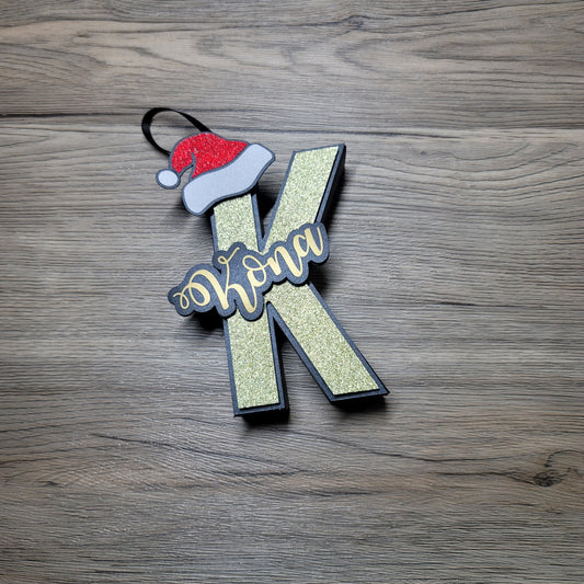 3D Letter Ornament - Black with Solid Gold