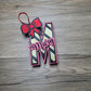3D Letter Ornament - Red Letter with Black and Gold Stripes