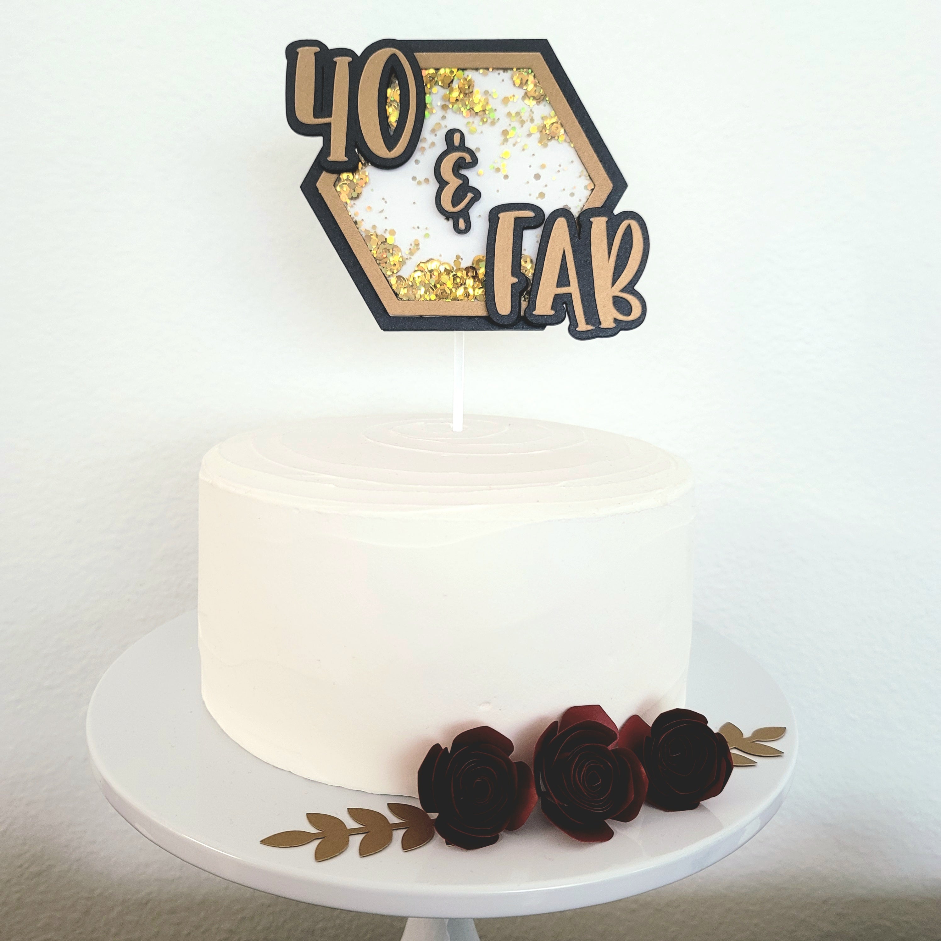 Acrylic Gold Mirror Cheers to 40 Years Birthday Cake Topper - Online Party  Supplies